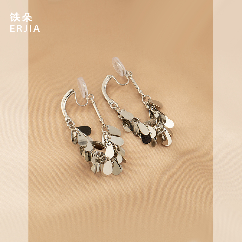 小众设计时髦亮片流苏蚊香盘耳夹