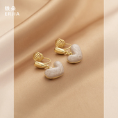 气质百搭法式 复古爱心吊坠耳环时尚 优雅温柔耳饰蚊香盘耳夹无耳洞