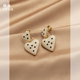 爱心波点吊坠耳环文艺气质优雅高级感耳针复古甜美设计无耳洞耳夹