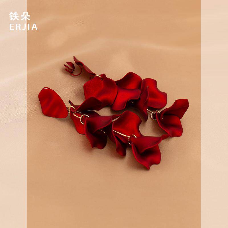 夸张时尚个性花朵长款耳环高级感欧美气质耳饰女蚊香盘耳夹无耳洞