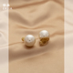 日常百搭法式 珍珠耳钉蚊香盘气质独特高级质感通勤小巧无耳洞耳夹