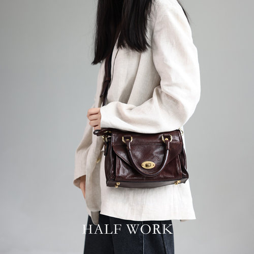 HALFWORK头层马皮公文包女