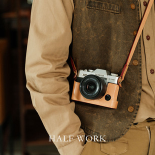 HALFWORK 富士xt5保护套微单真皮套xt30二代相机包X100VI底座配件