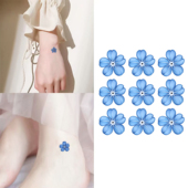 古风蓝色樱花ins风手绘花朵纹身贴防水女持久清新高颜值手腕遮疤