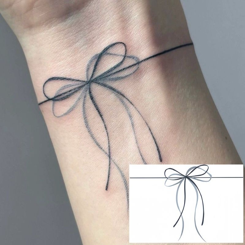 蝴蝶结纹身贴ins风甜酷辣妹手腕 小清新蝴蝶结高级感女防水持久