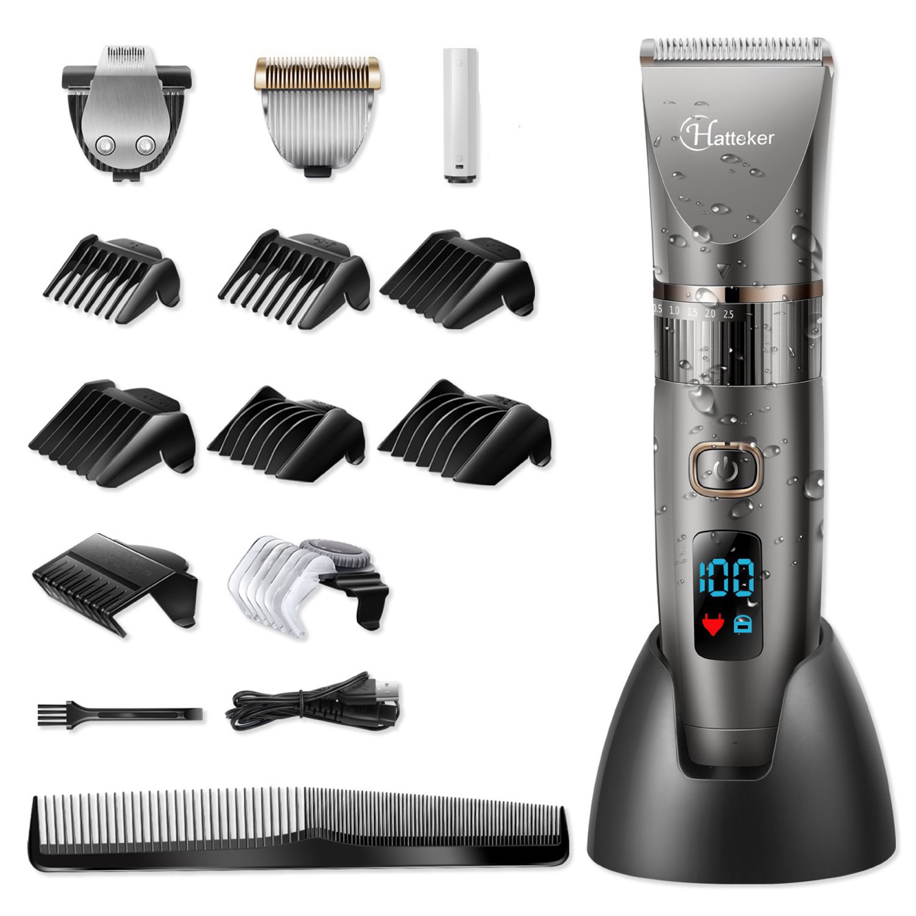 hatteker理发器电推剪家用剪发神器自助剪男油头电动推子剃头刀