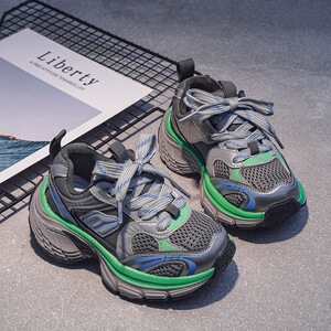 儿童网面休闲鞋2026春夏新款男女孩软底老爹鞋男童网面透气运动鞋