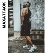 MAXATTACK quần short thể thao nam Tide thương hiệu thêu châu Âu và Mỹ chạy bóng rổ năm quần quần thể dục - Quần thể thao