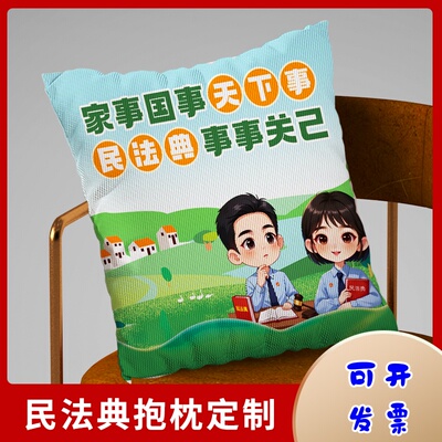 司法局普法办律师协会公安局民法典宣传月礼品抱枕办公靠腰垫定制