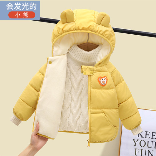反季清仓儿童加绒加厚会发光棉服