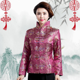 绸缎上衣2025年轻女唐装修身长袖节日织锦缎秋冬国风中式喜庆外套