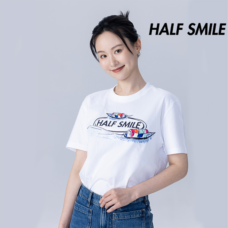 半个微笑张逗逗同款绿途破浪大路之歌HALFSMILE时尚潮牌纯棉白T恤