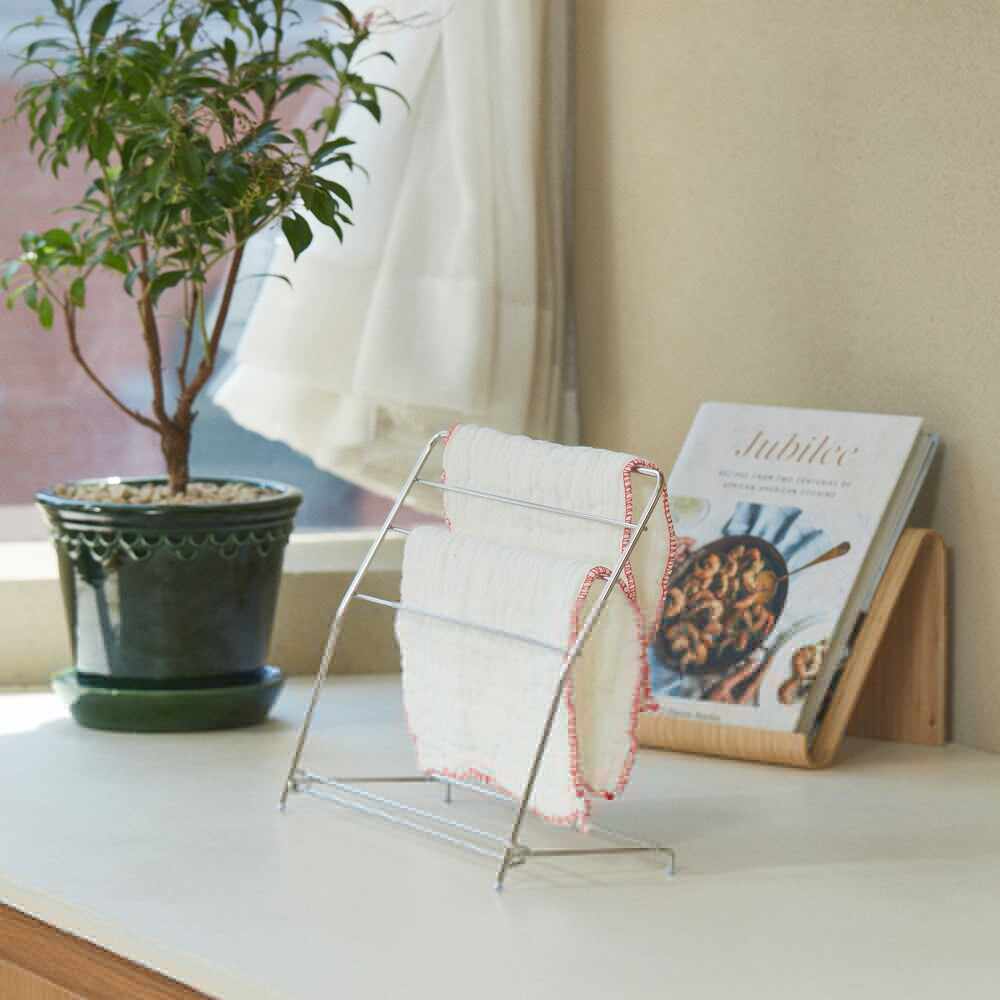 韩国代购抹布架厨房晾晒架不锈钢毛巾架洗碗布收纳架台面可折叠