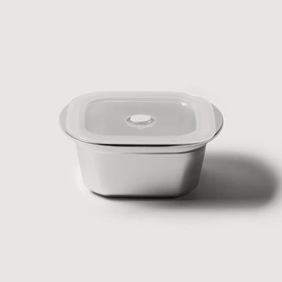 韩国代购 高级不锈钢带盖冰箱收纳盒食品保鲜盒腌肉备菜盘带沥水篮