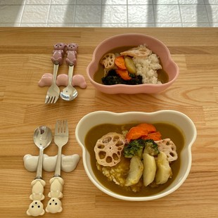 进口超可爱儿童成人通用陶瓷餐具家用面碗早餐意面碗汤碗 韩国代购