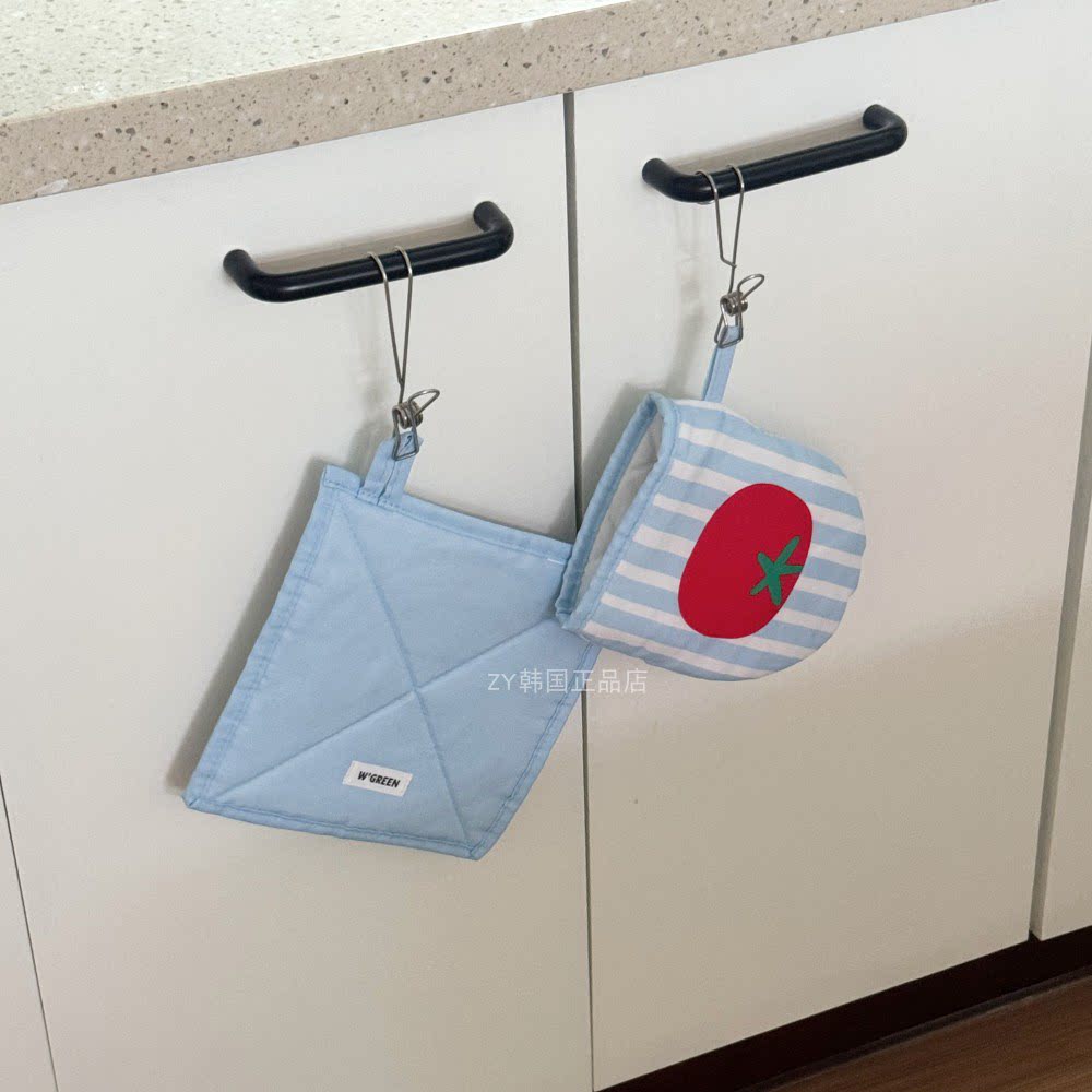 韩国代购进口超可爱水果图案微波炉烤箱专用防烫手套 条纹餐垫