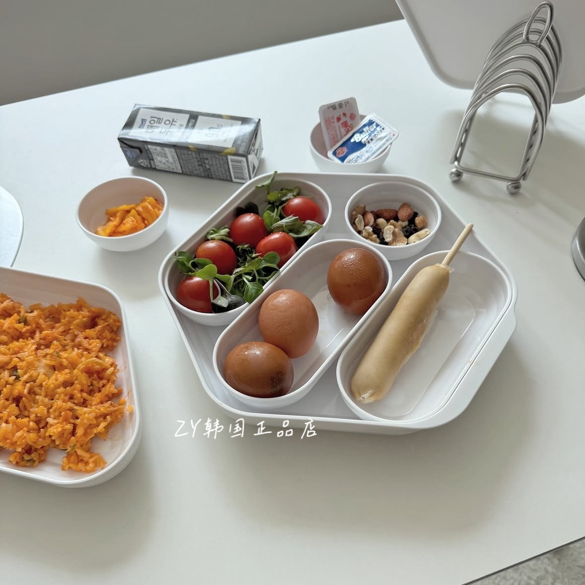 强推！韩国代购进口ins简约便携高颜值分格餐盘小吃盘甜品盘托盘