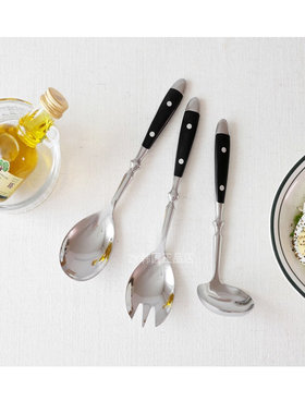 韩国代购高品质430不锈钢复古简约喝汤匙料理勺子沙拉叉子勺叉