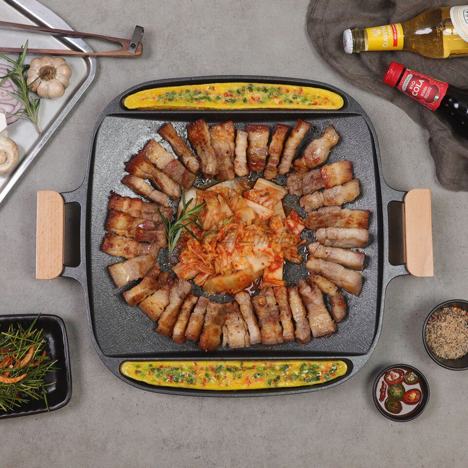 韩国代购进口户外露营烤盘韩式烤肉火锅烤肉盘烧烤铁板烧烤肉锅