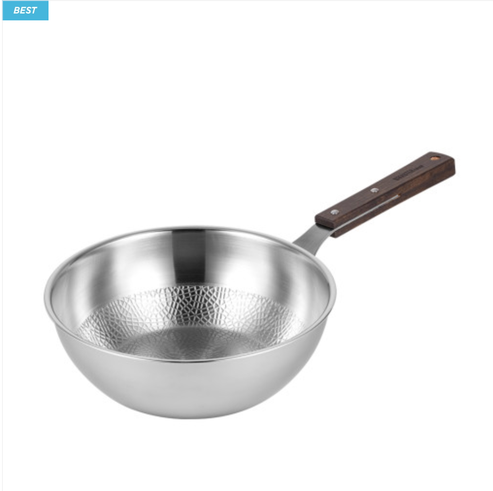 韩国代购进口高品质不锈钢煎锅电磁炉通用简约平底锅不粘锅炒锅