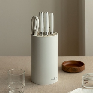 韩国代购进口刀架子奶油风简约白色家用厨房沥水刀剪刀刀具收纳