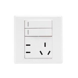 德力西二开五孔带开关插座86型暗装家用两2开双开双控带5五孔面板