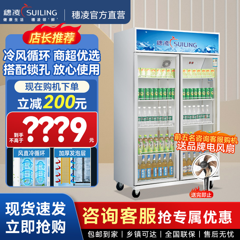 穗凌冰柜双门饮料冷藏展示柜冷柜冰箱保鲜柜立式展示柜冷藏商用