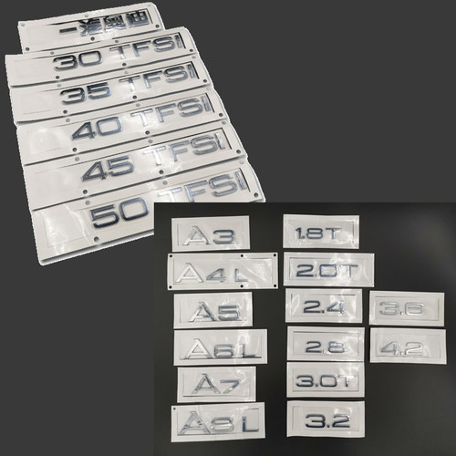 奥迪车标A6L A4L 30 35 40 45 50 55TFSI字标排量四驱尾标装饰贴