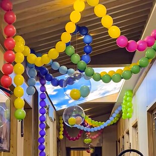 元旦新年尾巴生日气球串彩色装饰多巴胺马卡龙教室班级场景布置红
