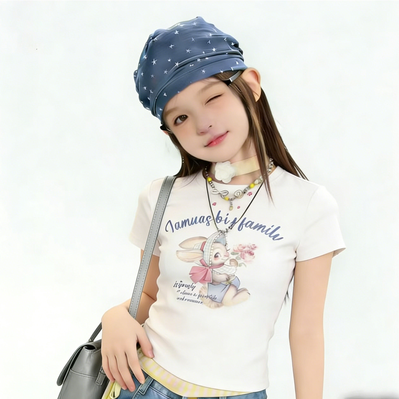 女童夏季纯棉短袖T恤2026新款可爱卡通印花修身内搭外穿学生上衣