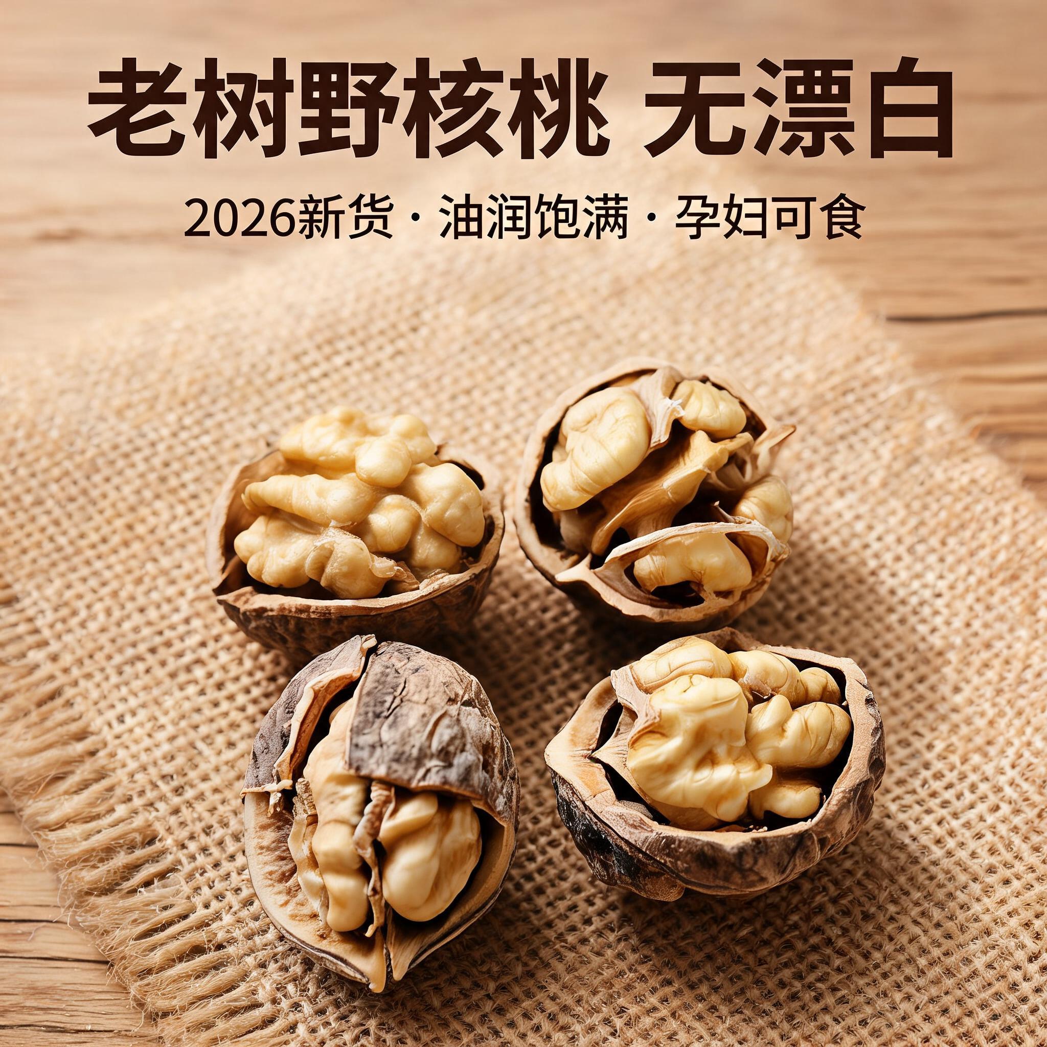 野生老树核桃2026新品晒干无漂白商洛秦岭山核桃厚壳儿童孕妇零食