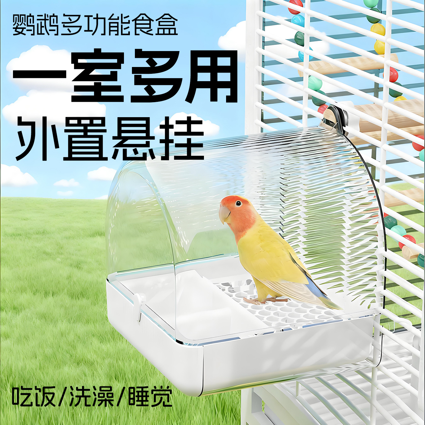 鹦鹉食盒喂食器洗澡盆外置
