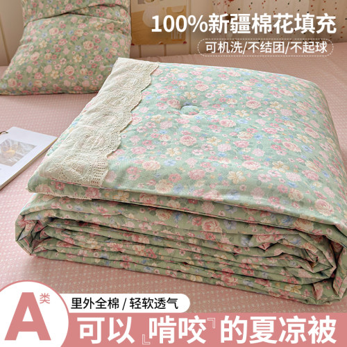 春季新款全棉花边款夏凉被