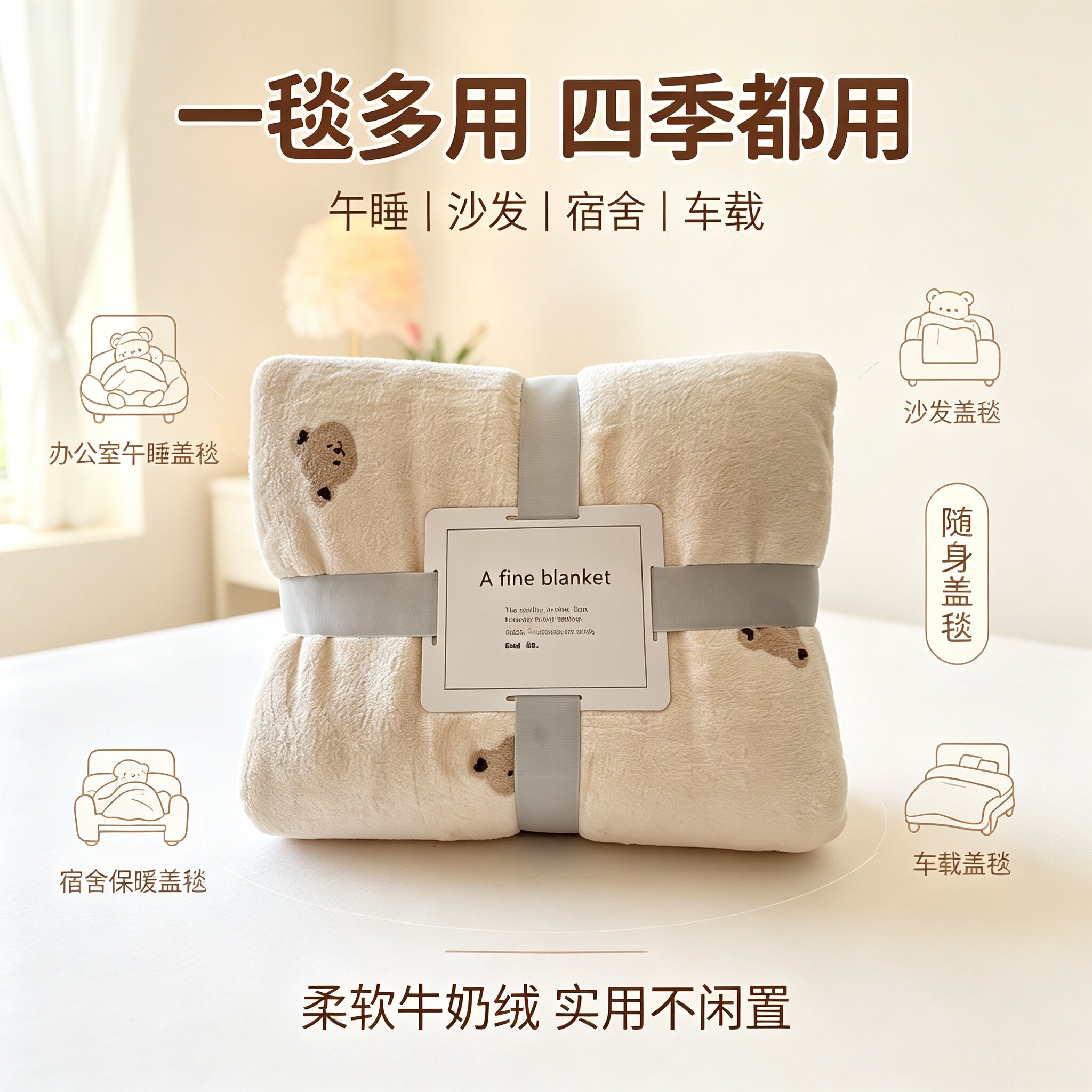 2026新款初秋毛毯牛奶绒盖毯