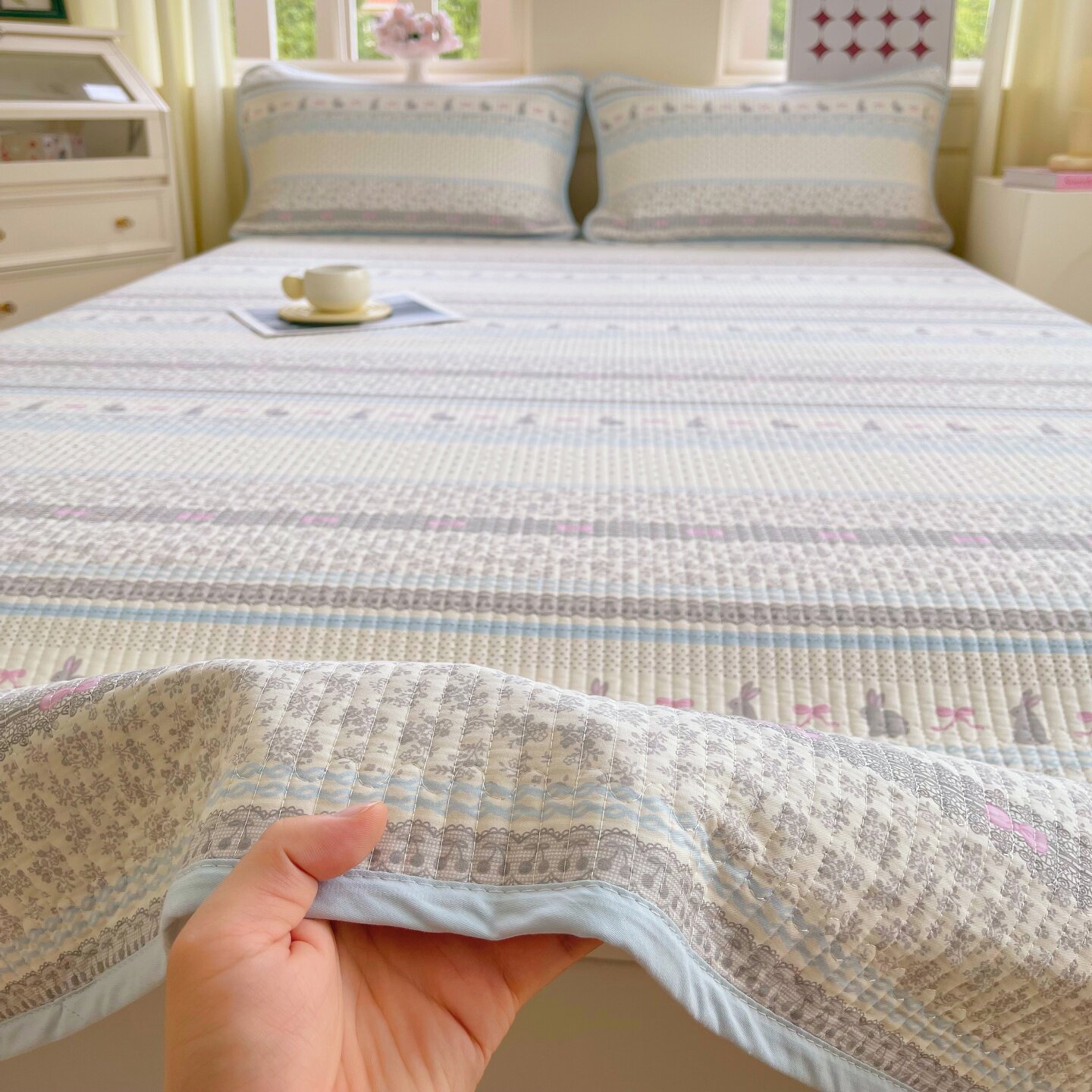 2026新款纯棉床盖三件套可机洗全棉夹棉床单榻榻米软垫子四季通用