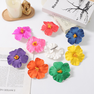 仿真扶桑花发夹彩色花朵鸡蛋花泳装旅游沙滩头饰婚庆胸花头饰装饰