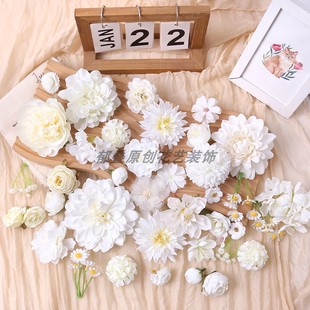 白色系仿真花朵 绢花假花玫瑰 diy手工古风头饰材簪花 婚庆花艺