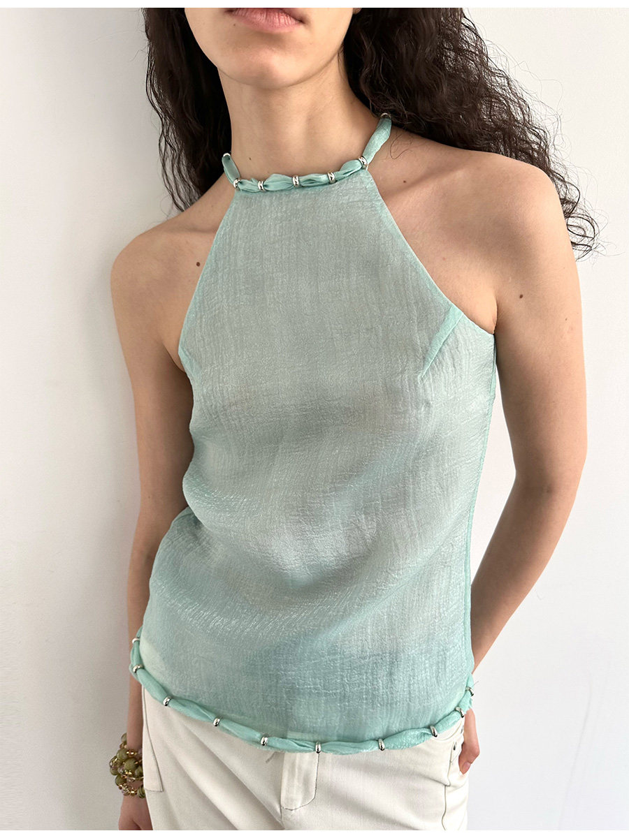 beaded neckline sleeveless top - Product image 5