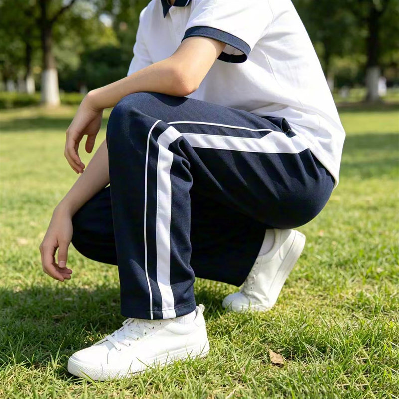 深圳校服裤初中高中学生男女运动校裤藏蓝色深圳校服裤子加大码