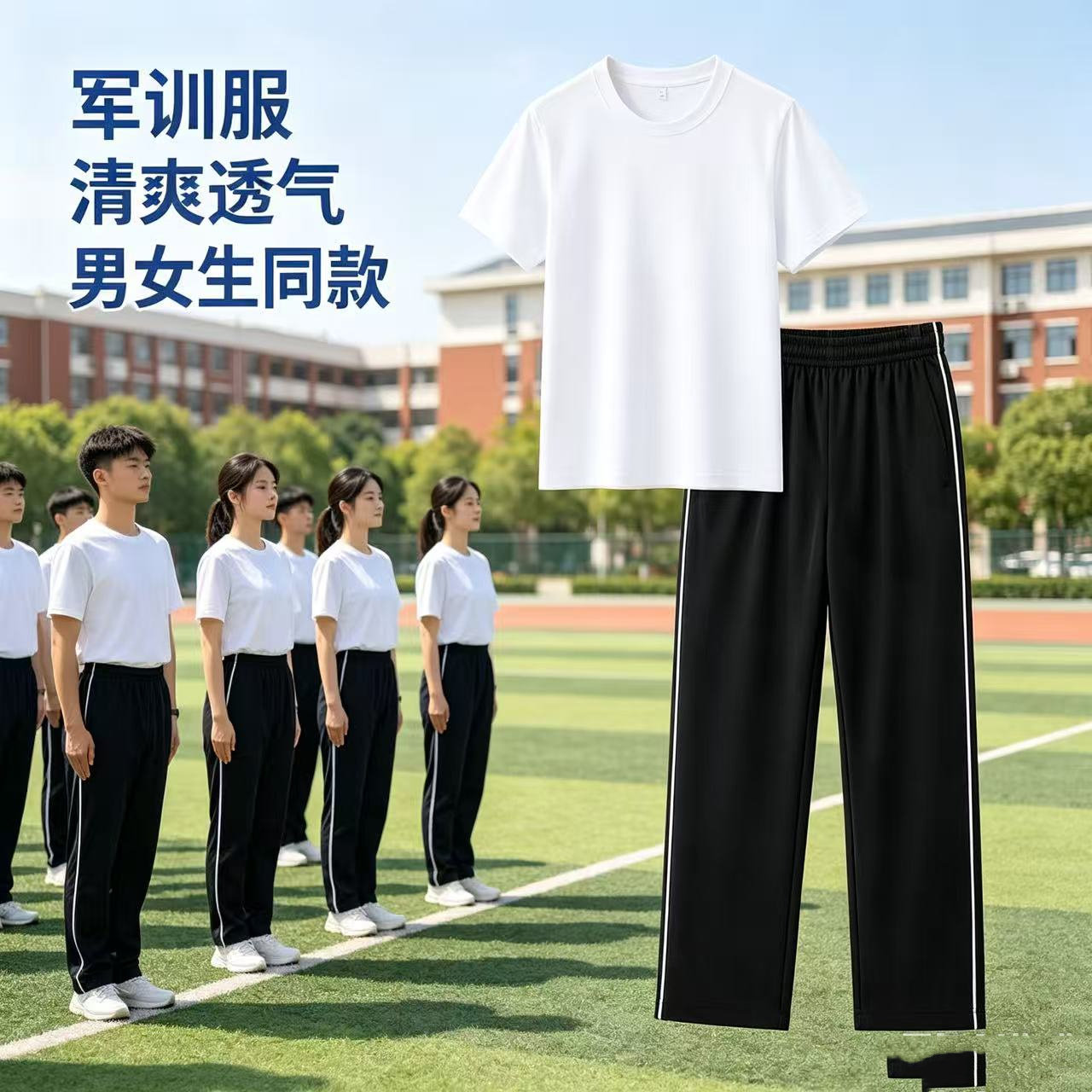 夏季清爽速干军训运动校服套装