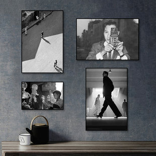 香港老照片装饰画何藩摄影黑白复古怀旧港式茶餐厅冰室挂画灯箱