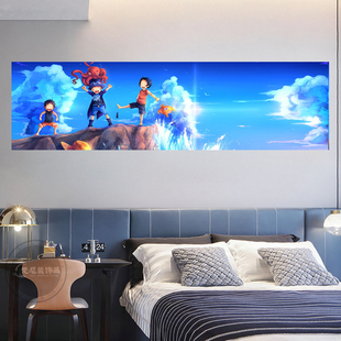 海贼王全家福卧室床头墙贴动漫路飞男生宿舍灯箱电竞房装饰画壁纸