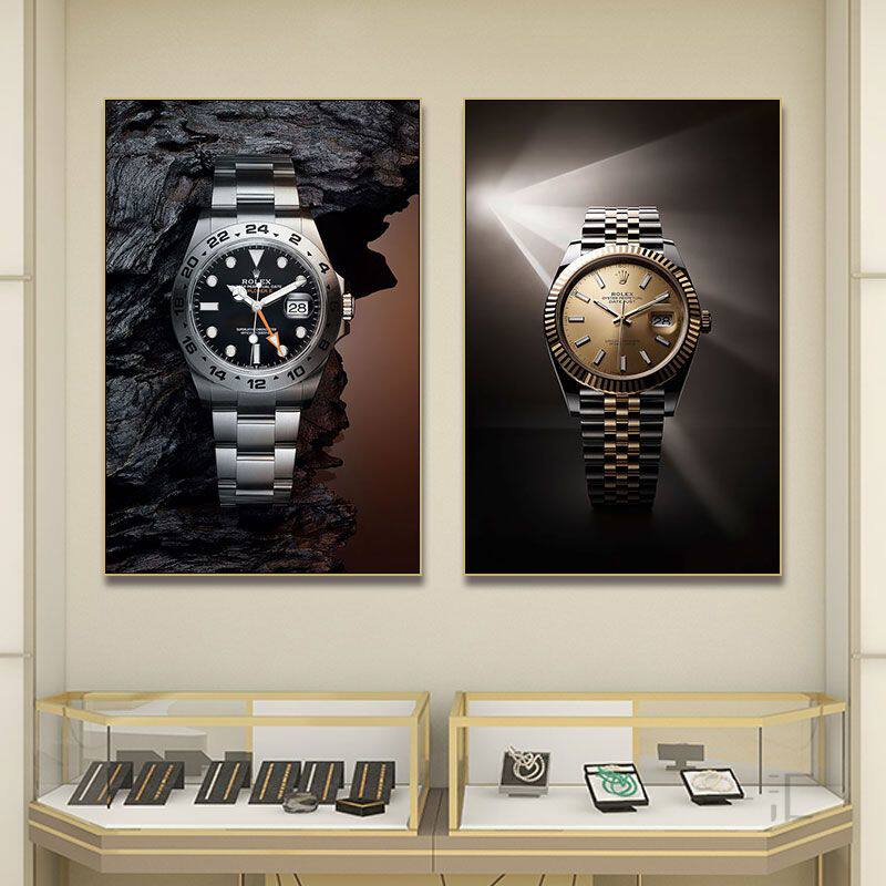 劳力士手表装饰画大牌奢侈品钟表行rolex挂画名表专柜店墙面壁画
