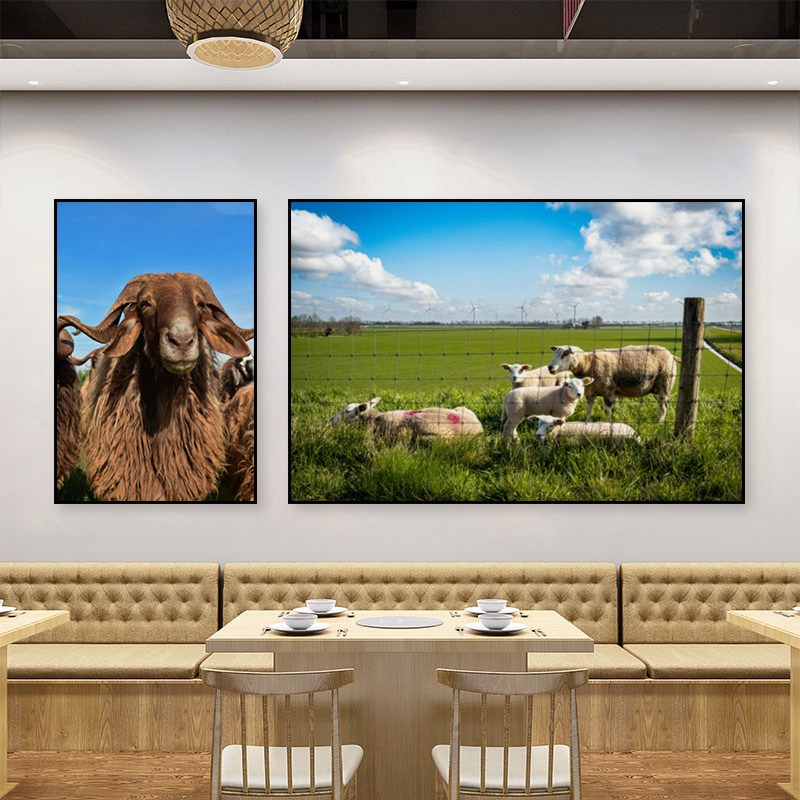 羊肉馆装饰画烧烤店烤肉店火锅店羊餐馆面馆酒楼挂画灯画灯箱壁画