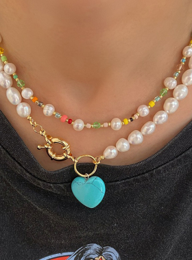 天然淡水珍珠爱心项链ins小众时尚博主网红气质颈链锁骨链choker