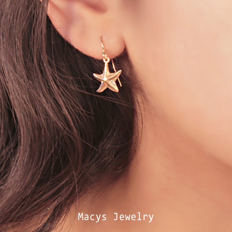 海外原创进口14K金海星耳环日常的首饰伴娘的礼物沙滩婚礼