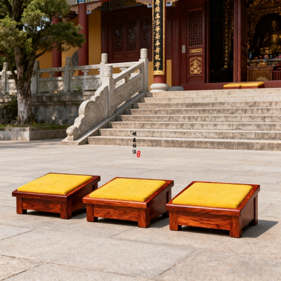 2025新款实木中古原木纯实木脚凳实木凳脚踏凳寺庙住持礼佛拜垫凳