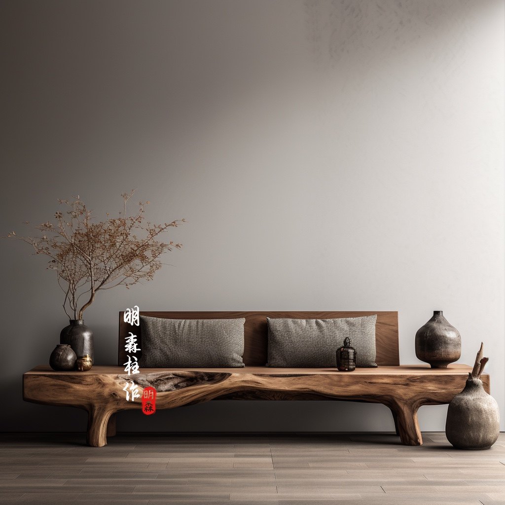 长条凳沙发椅侘寂风民宿家具