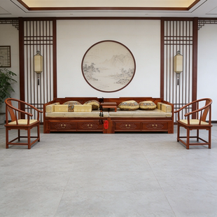 新中式实木罗汉床原木色家具全屋定制宋氏美学推拉罗汉床客厅沙发