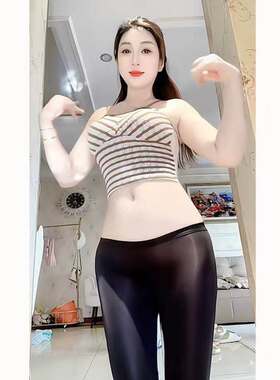 网红擦边透视打底裤超薄透明紧身丝滑油亮冰丝裤子臀部无缝低腰裤
